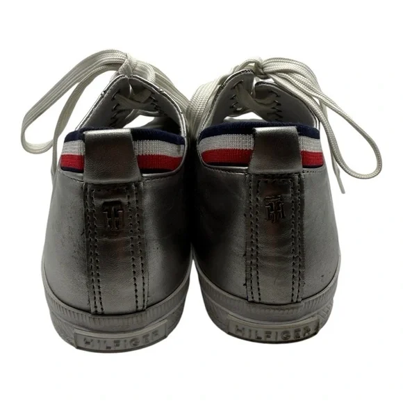 Tommy Hilfiger Silver Sneakers Size 9M Red, White, Blue Accent - Picture 6 of 13